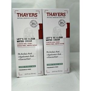 2 Of THAYERS LET'S BE CLEAR WATER CREAM FACE MOISTURIZER COMBO & OILY SKIN 2.5oz
